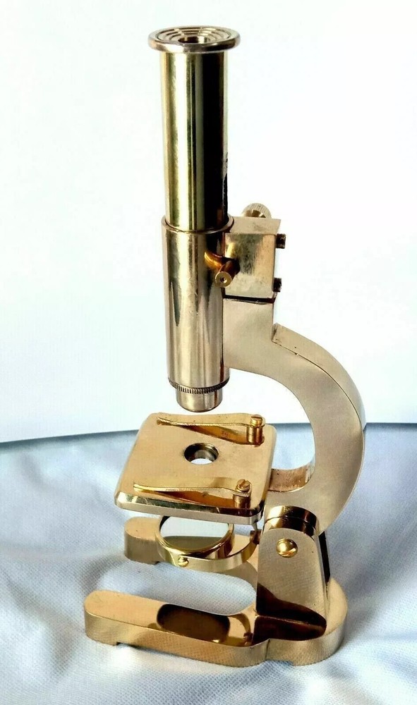 Antique Vintage Solid Brass Microscope Student Microscope 7 Inch