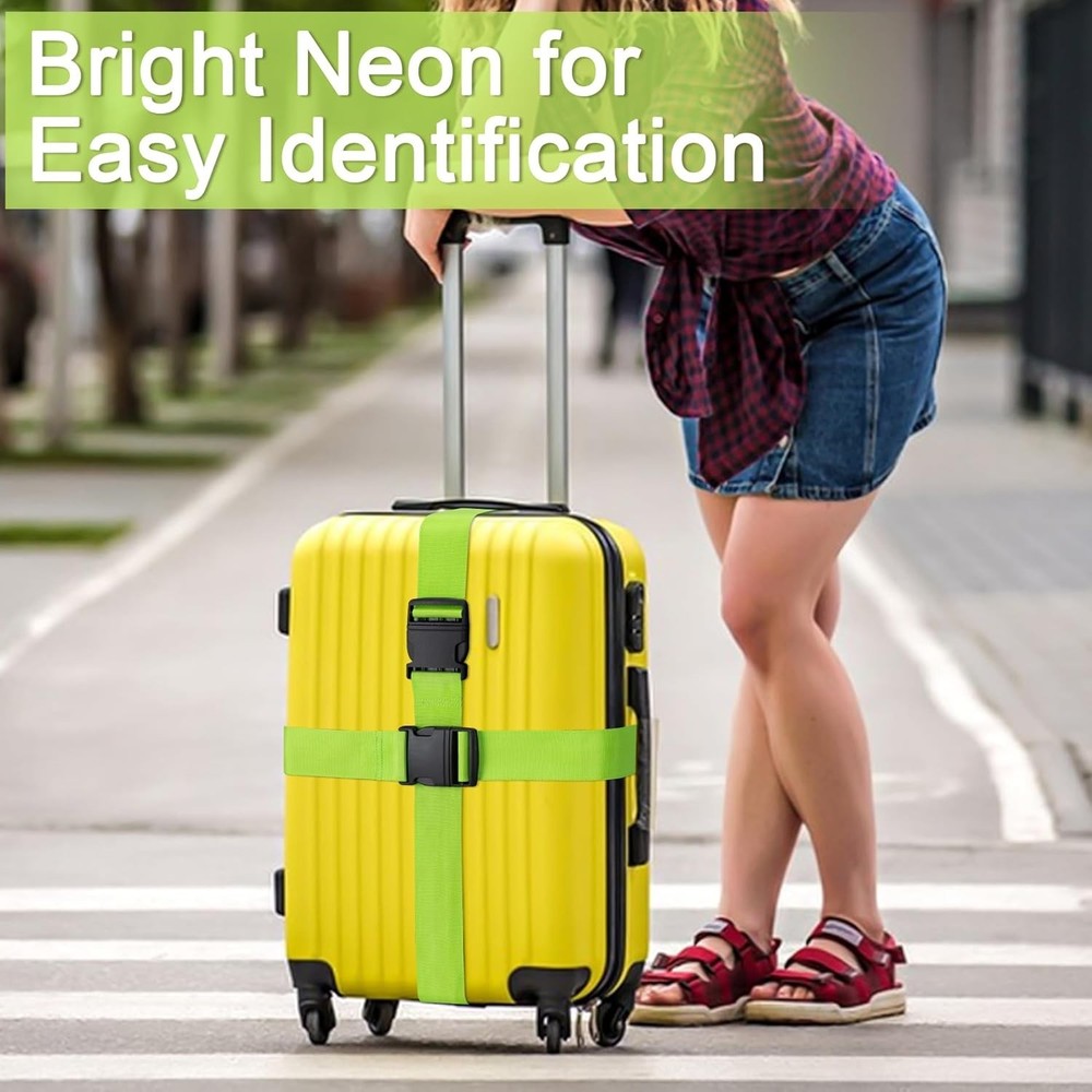 Durable Adjustable Luggage Straps Set - Bright Colors for Easy Identification