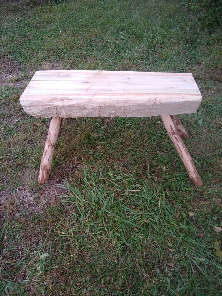 Log Bench Hewn Poplar Rustic Style