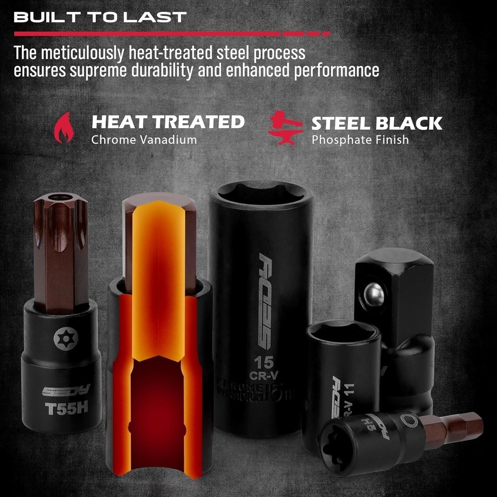 73-Piece Hex Torx Bit Impact Socket-Set, Master Impact Socket Set, SAE Metric