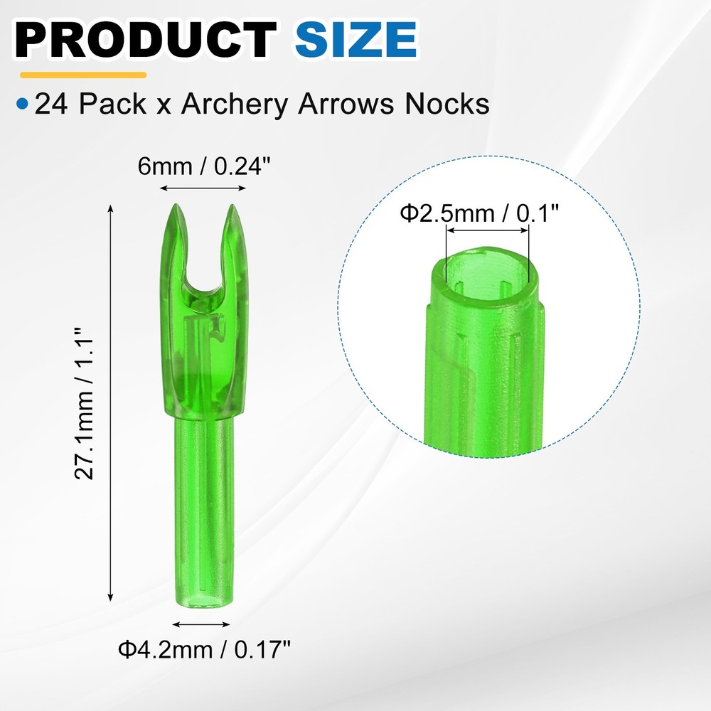 Archery Arrows Nocks 24 Pack Clear Green - for (Compound/Recurve Bow)