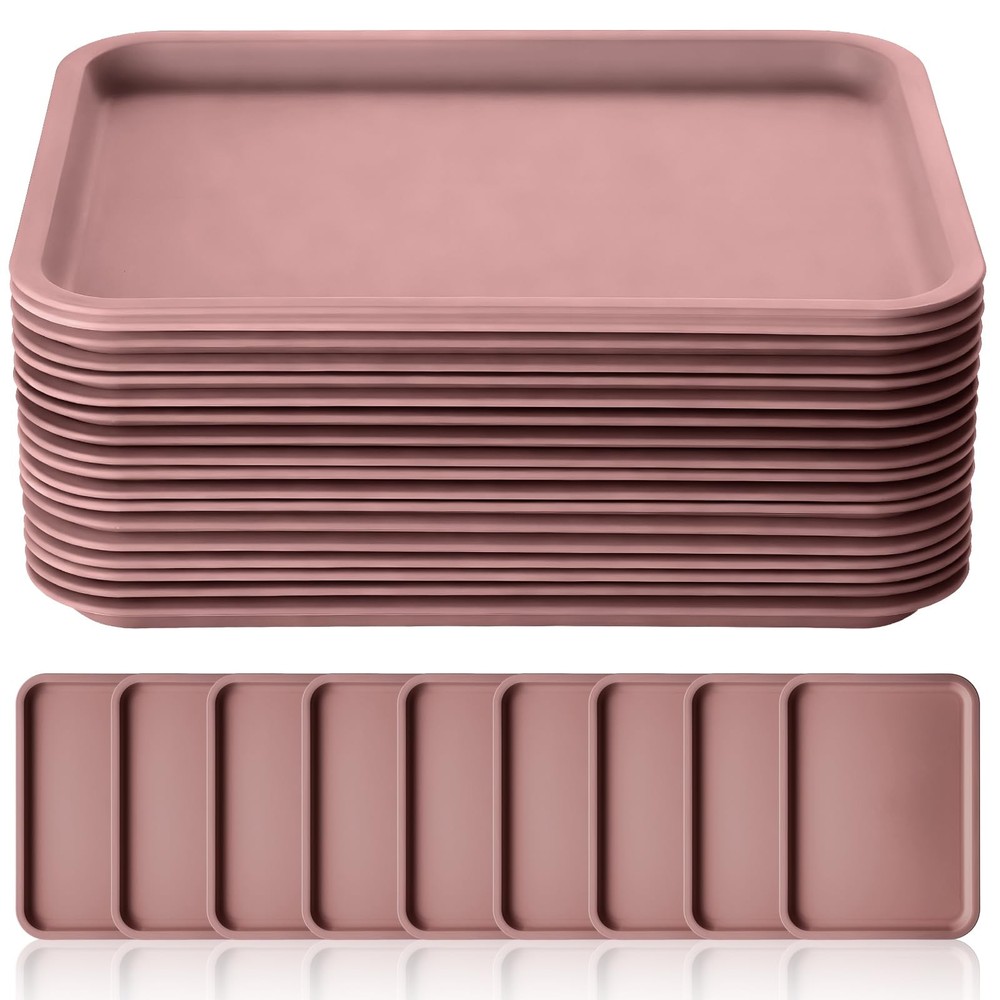 18 PCS Plastic Fast Food Trays Bulk 9x12 Inch Rectangular Cafeteria Serving