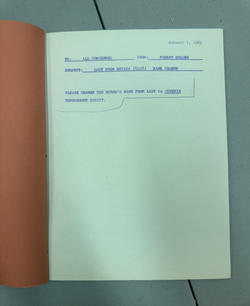 Lassie Tv Show Script "The Lady From Nevada"