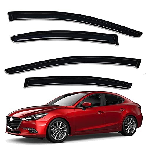 Extra Durable Outside-Mount Auto Vent Window Visor, Fits 2014-2018 Mazda 3