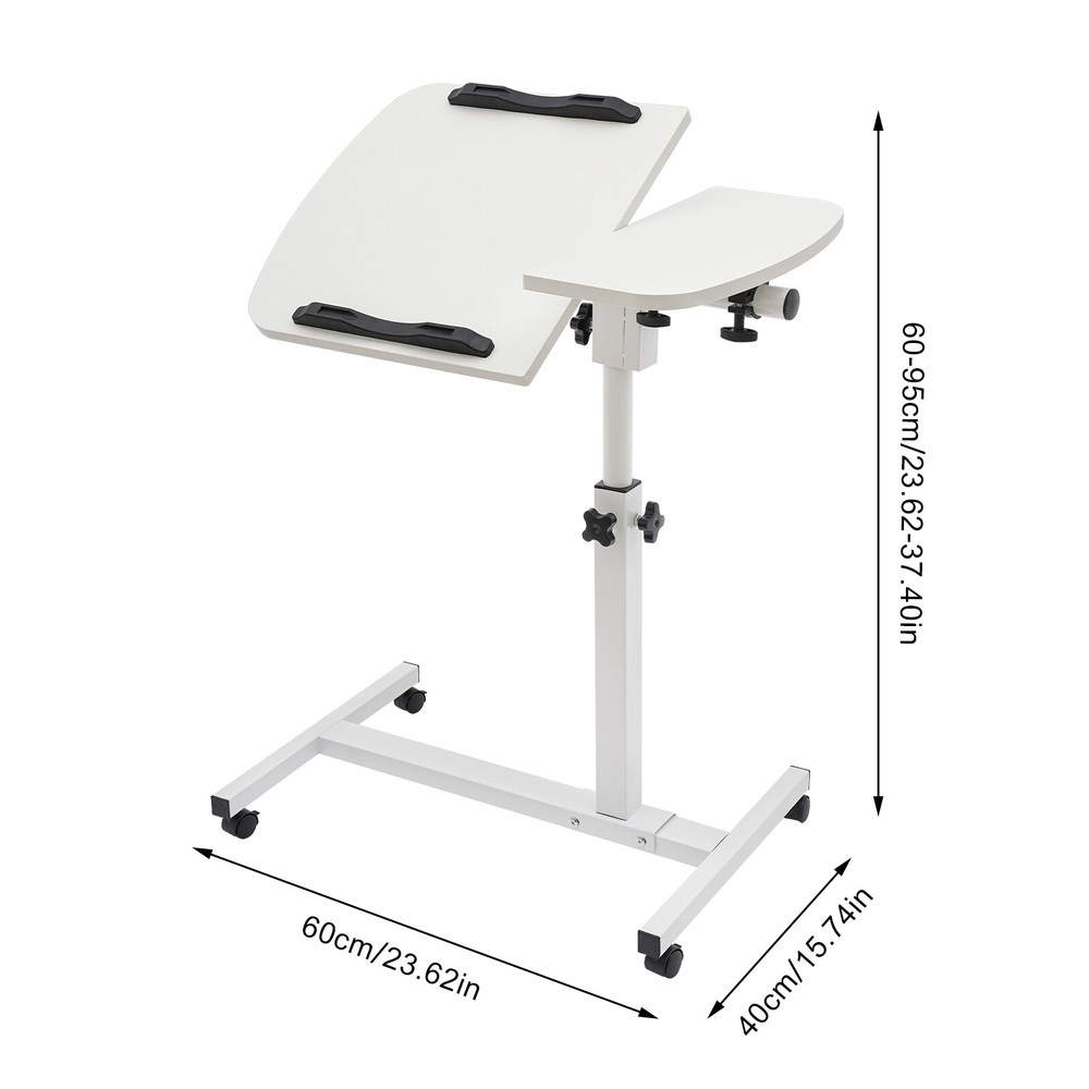 Office Laptop Desk Rolling Table Computer Mobile Stand Adjustable Portable NEW