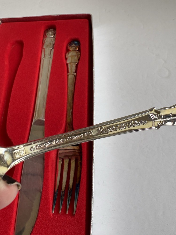 Vintage Campbell Soup Kid Collection Silverplate Flatware set - Fork, Spoon -c