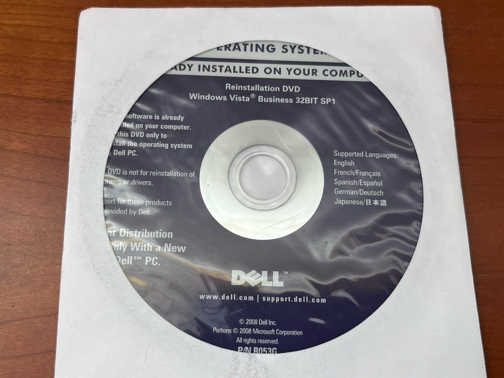 Dell Operating System Microsoft Window Vista Business 32BIt SP1 CD