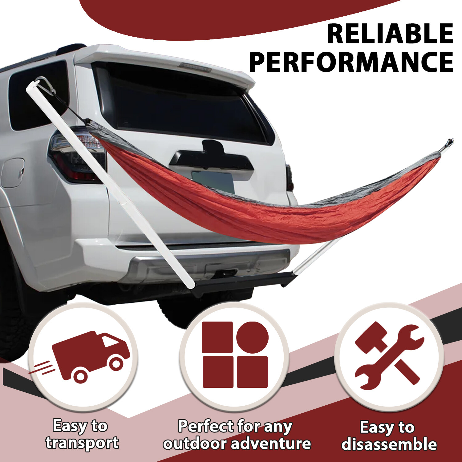 Vehicle Mounted Camping Hammock Stand For All 2 Inch Receivers Trailer Hitch
