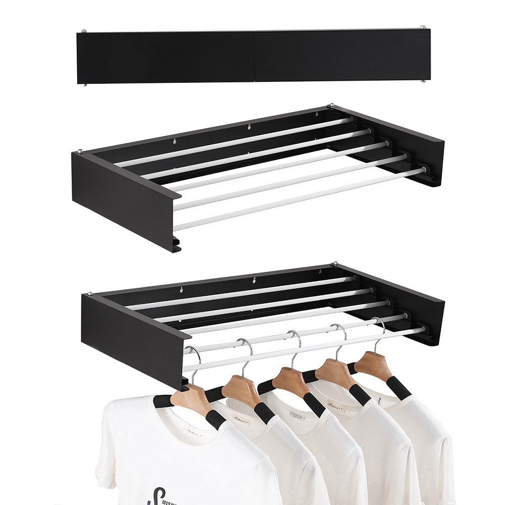 Laundry Drying Rack, Wall Mounted, Collapsible Clothes Drying Rack 31.5in Flush