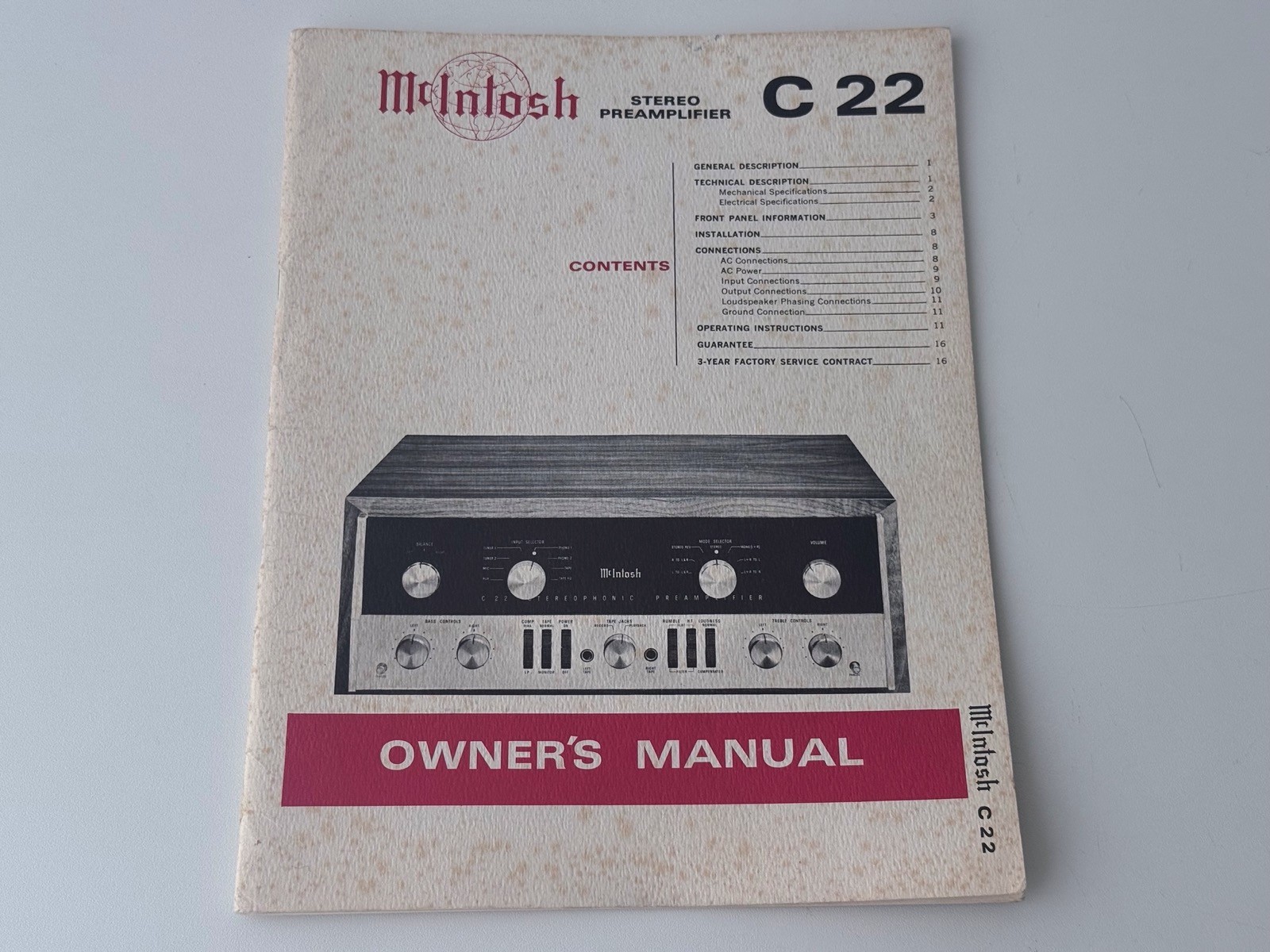 McIntosh C22 Owners Manual
