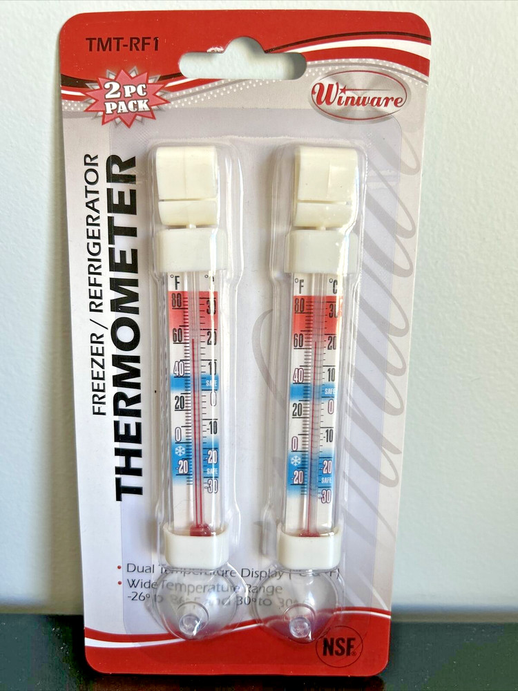 Freezer Refrigerator Fridge Thermometer Vertical, Winware TMT-RF1, 2 Pack