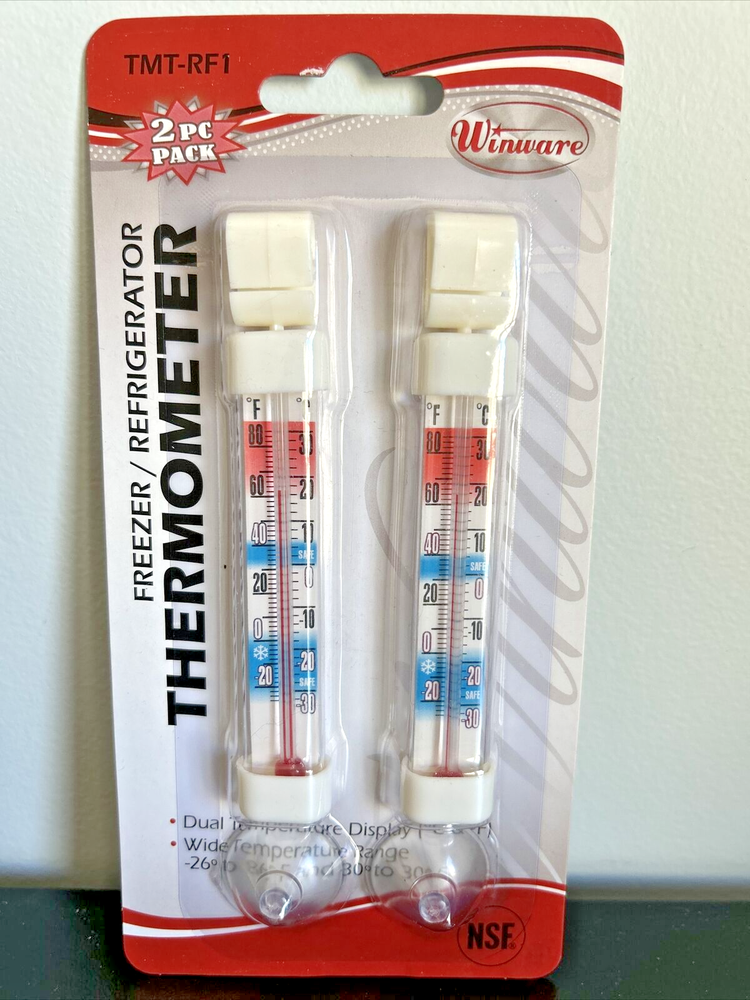 Freezer Refrigerator Fridge Thermometer Vertical, Winware TMT-RF1, 2 Pack