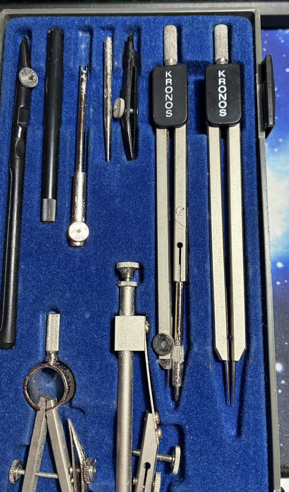 Vintage Kronos 311 Compass Set Technical Drawing Kit Engineering Draftsman Tools