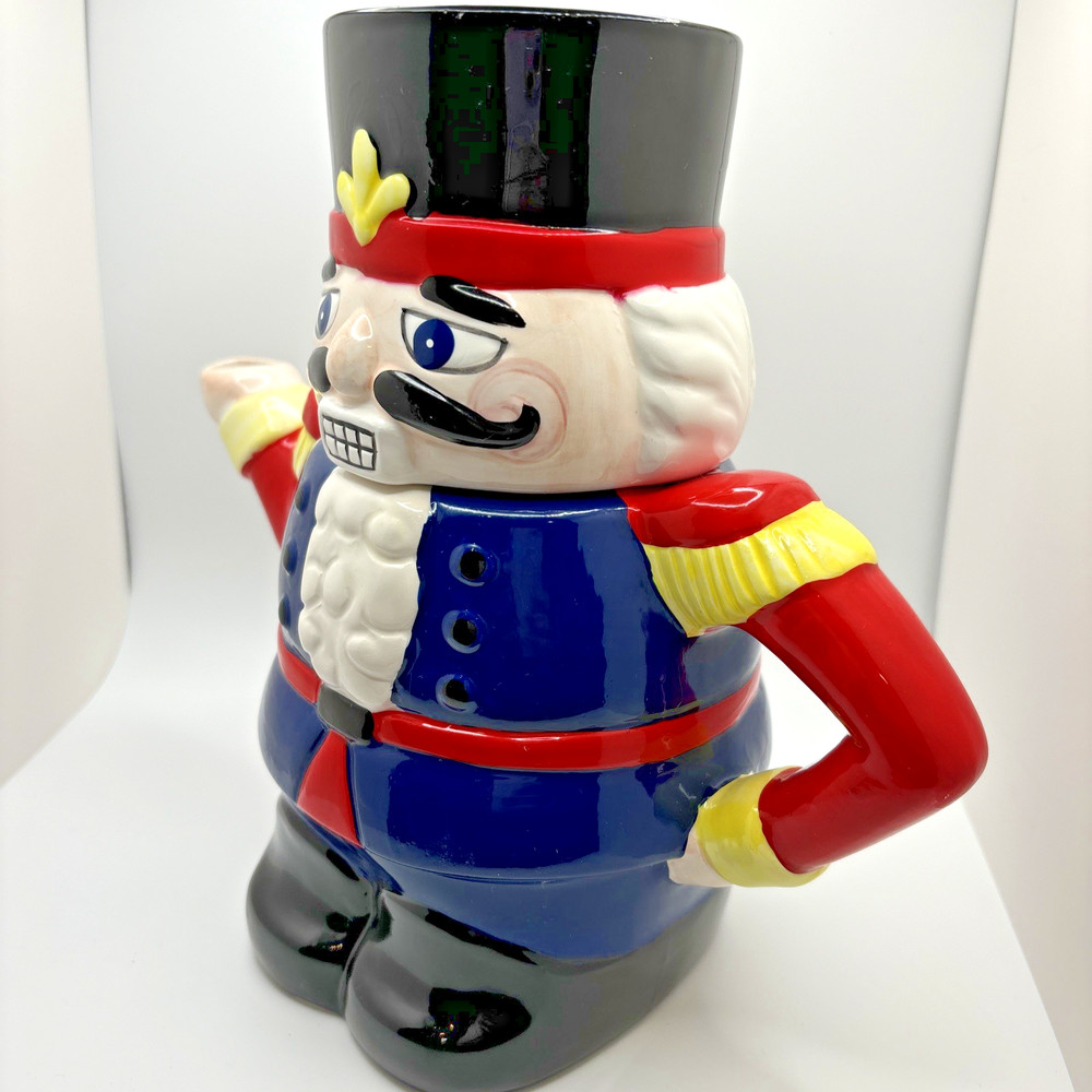 Christmas Nutcracker Tea Pot Ceramic Multi-color 8.5" Tall