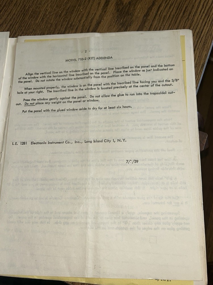 1959 EICO 710 GRID DIP METER Folder & Paperwork- Estate Piece, Read Below