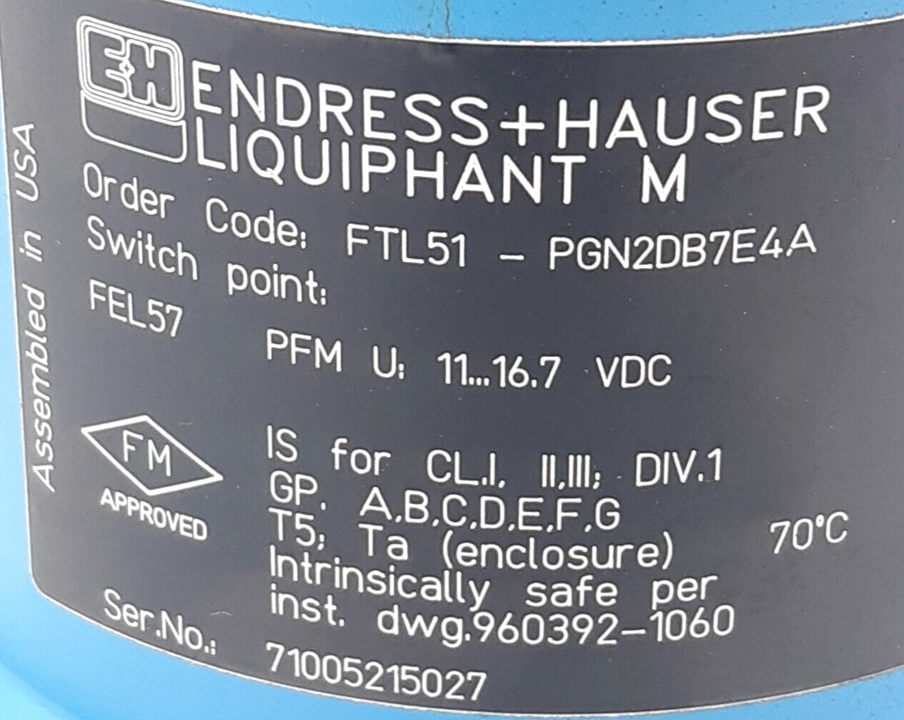 Endress+Hauser FTL51-PGN2DB7E4A Level Switch - BROKEN PLASTIC