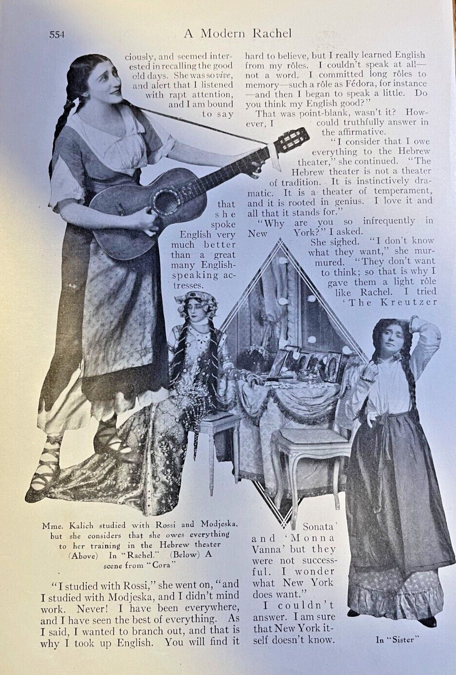 1914 Actress Bertha Kalich illustrated