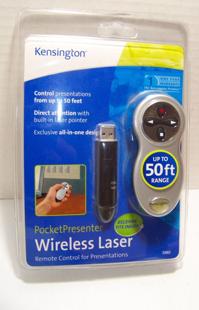 Kensington Wireless Pocket Presenter W/ Laser Pointer - New