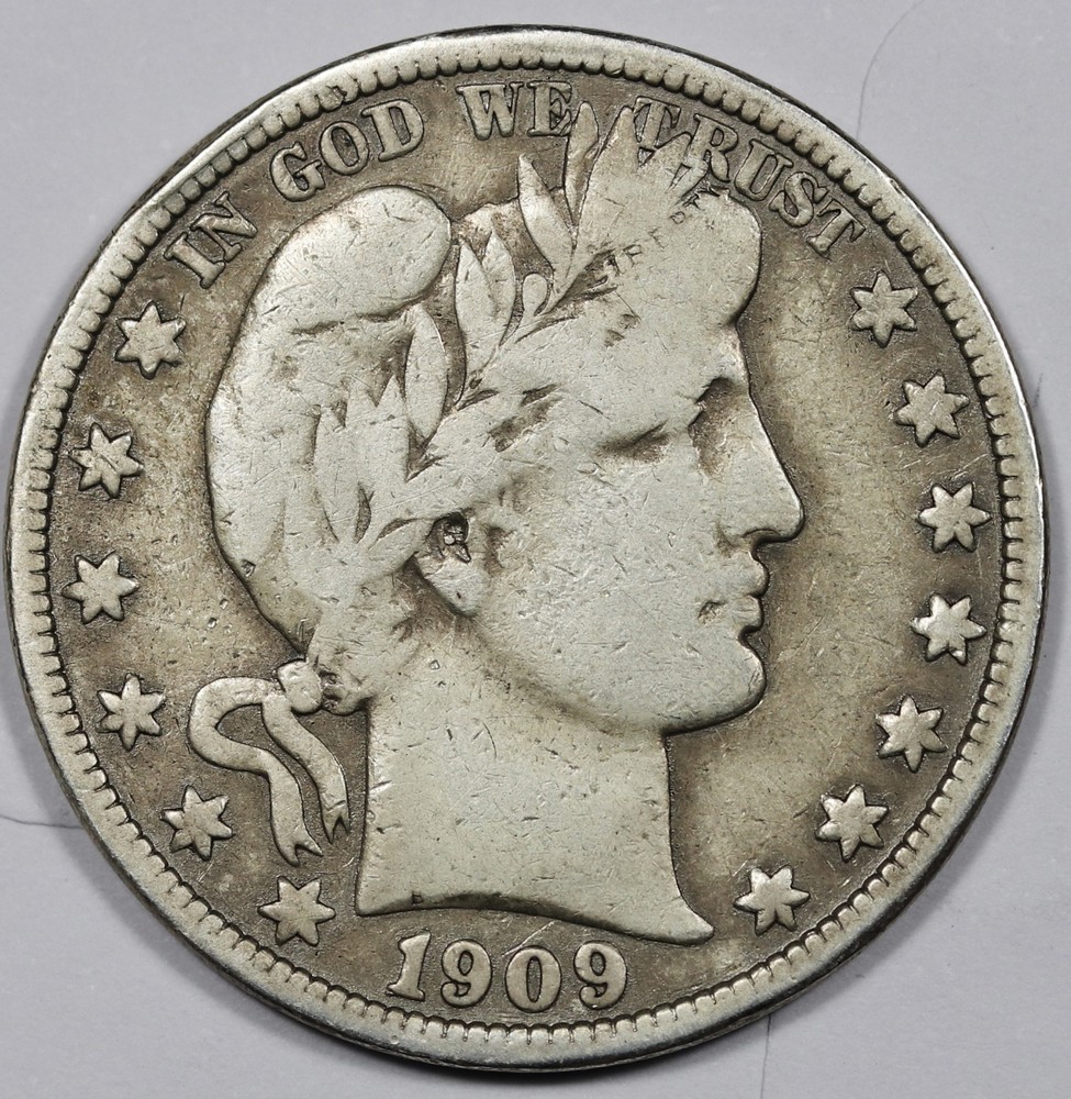 1909-s Barber Half.  Fine.  211677