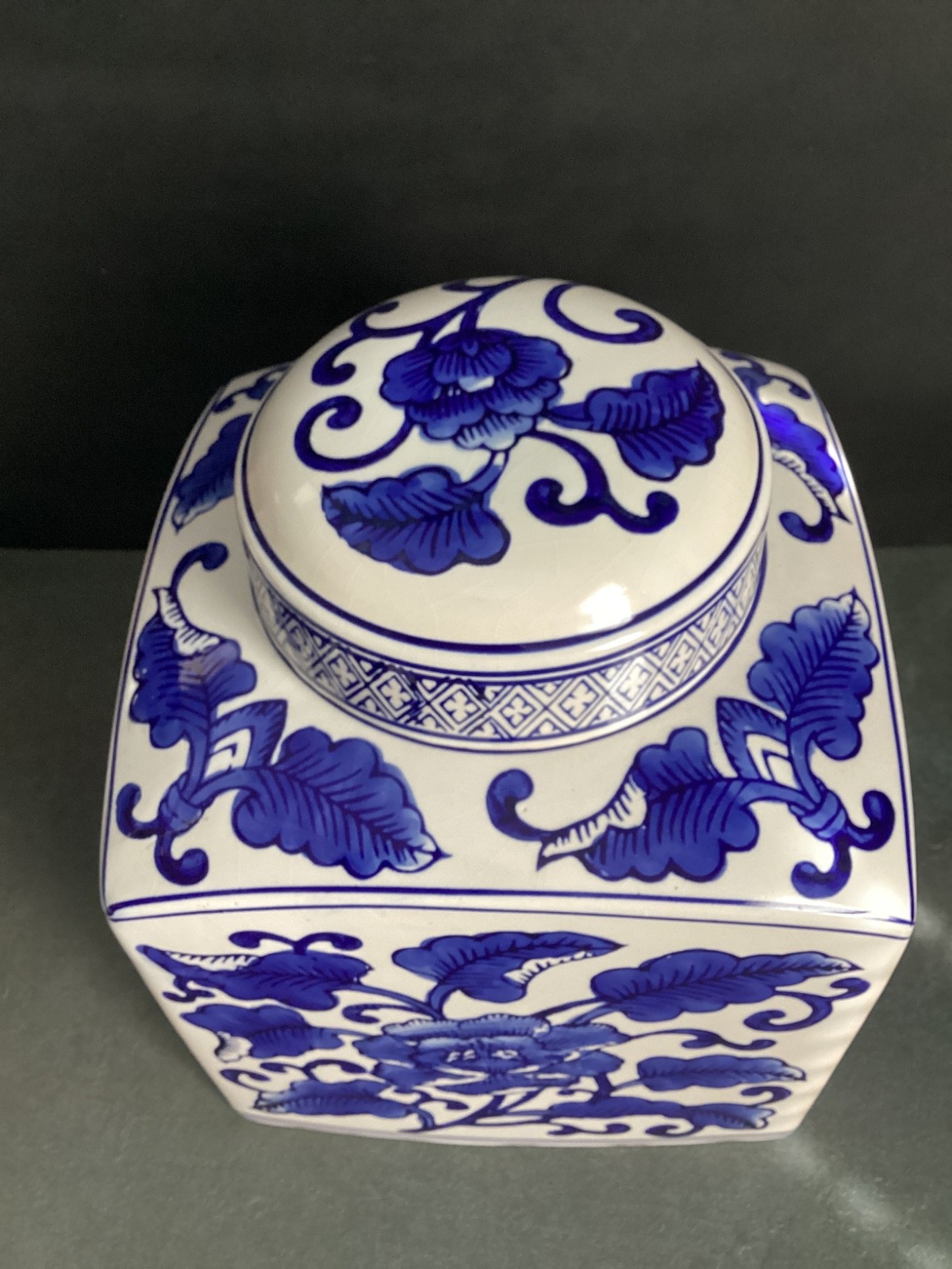 Ginger Jar Blue & White Square Ceramic Vintage