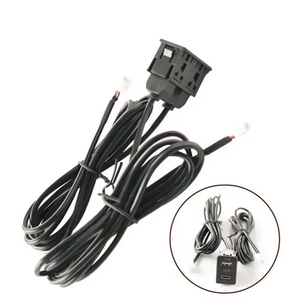 Type C USB Port Panel Extension Cable Adapter For Car SUV Dash Flush Mount 145CM