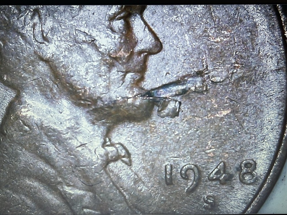1948 S Wheat Cent Lamination Error