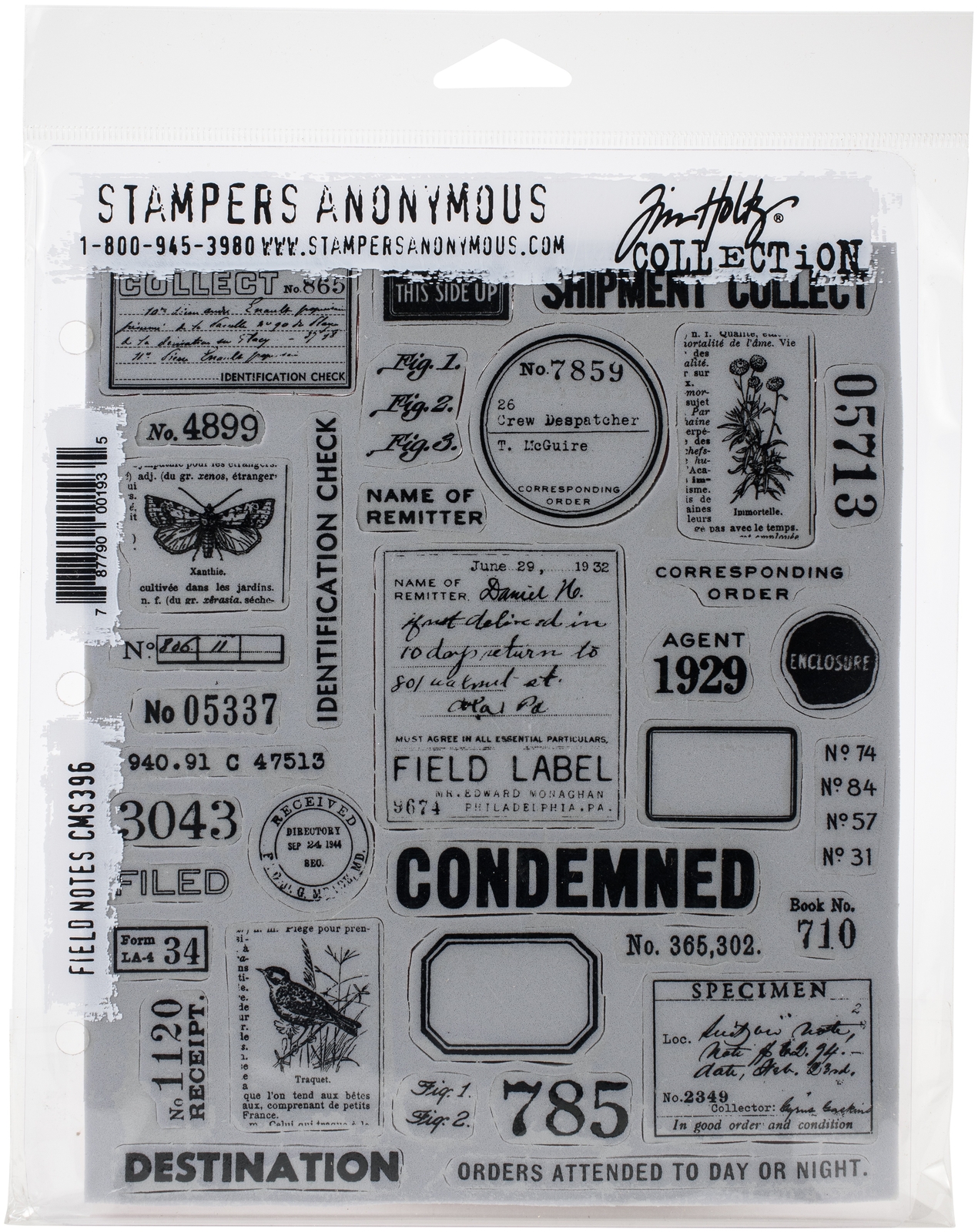 Tim Holtz Cling Stamps 7"X8.5"-Field Notes