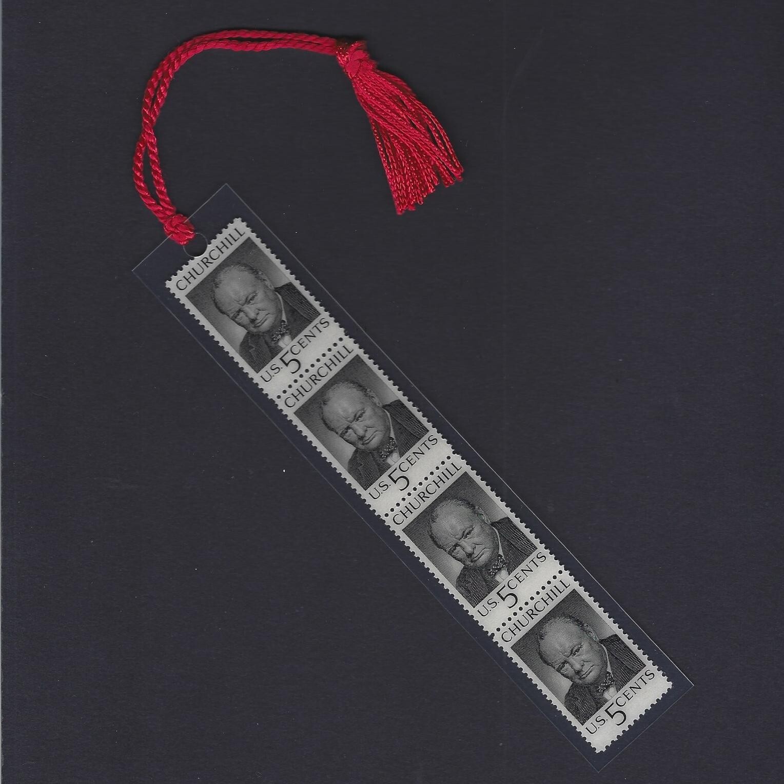 Sir Winston Churchill WWII - Vintage Set of 4 Stamps Bookmark Unique!