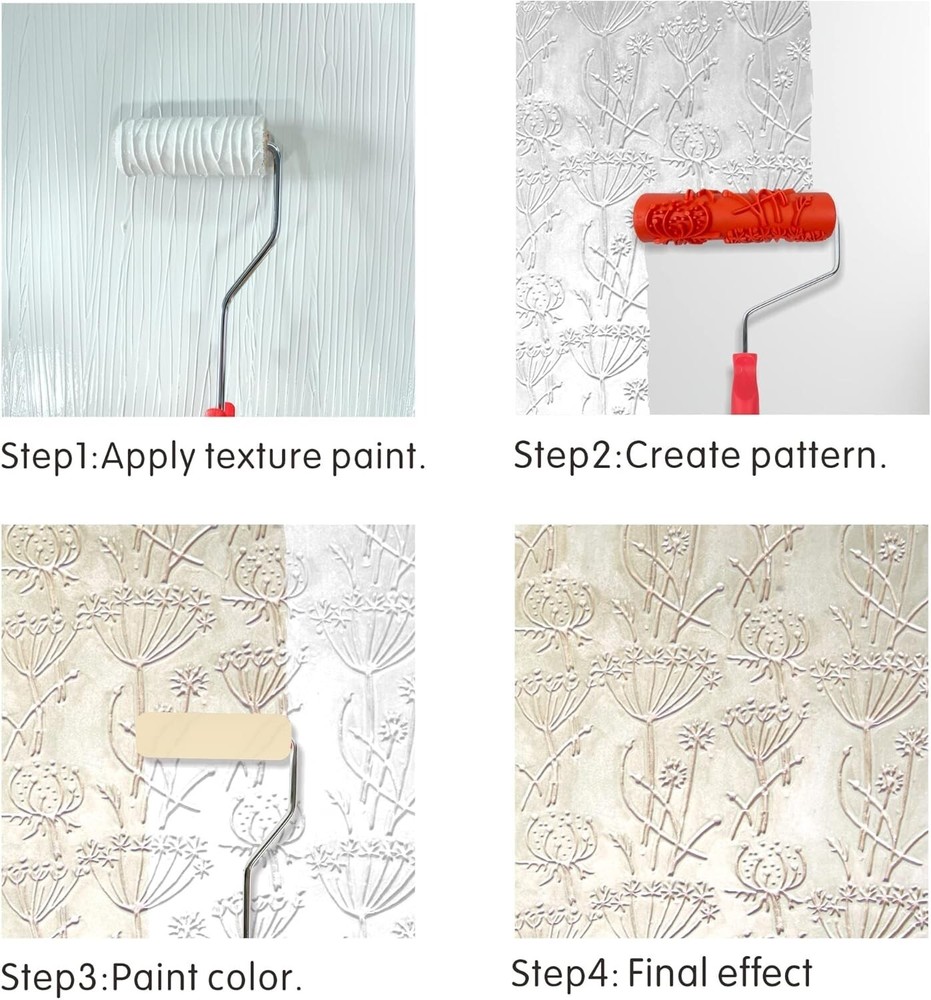7 Patterned Paint Roller for Wall Decoration Classic Brick Embossing Texture R