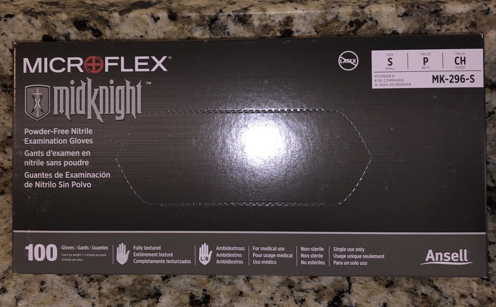 Microflex MidKnight Small Gloves - MK-296. 100 Pack.