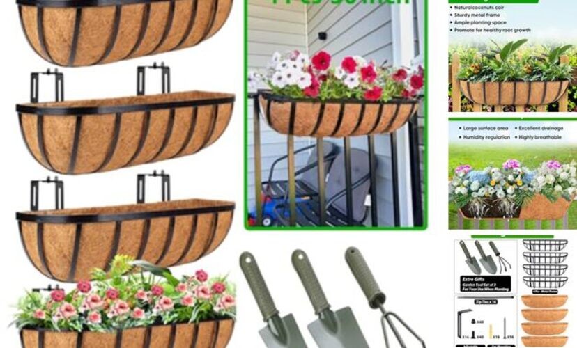 Deck Balcony Railing Planter Window Boxes - Pack Planter Box, 30 Inch 4