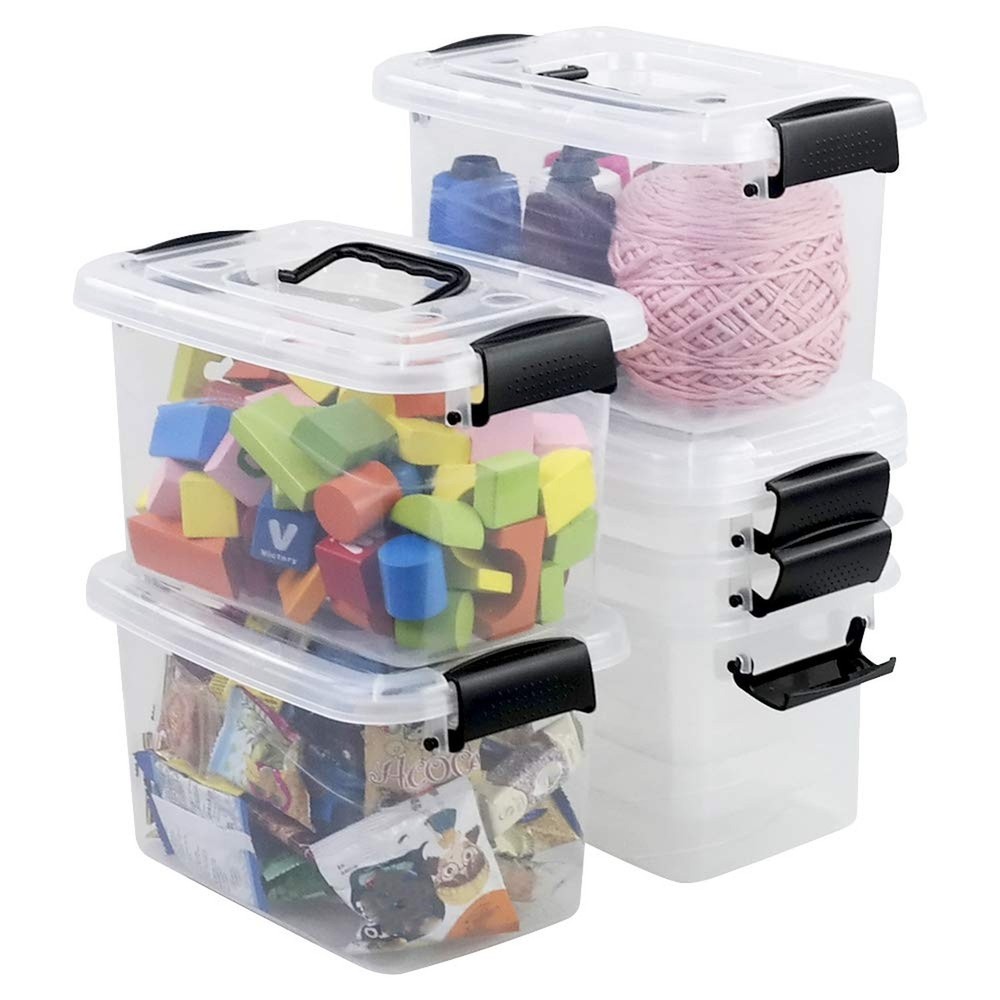 6 Pack 5.5 Quart Storage Container Box with Lids, Small Plastic Storage Bins ...