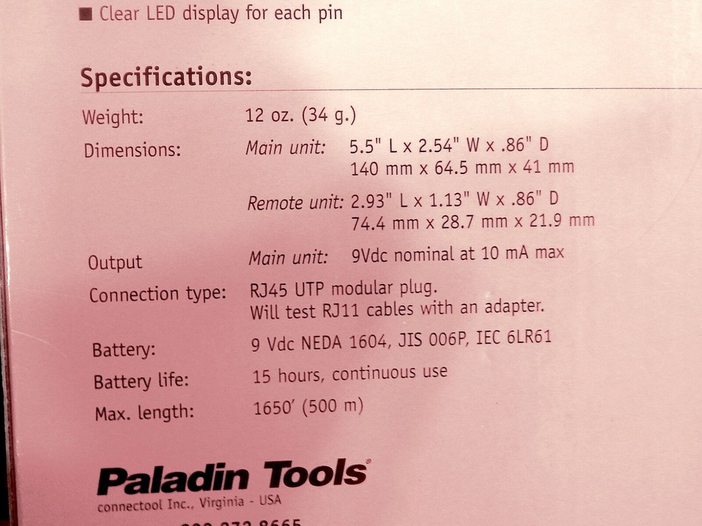 Paladin Tools Data/link ID & Cable Check #1574 - NOS.