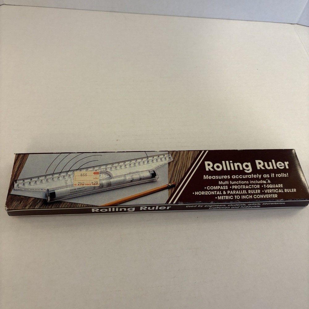 Vtg 1990’s Rolling Ruler Design Drawing Measuring Multi Tool Engineering Art
