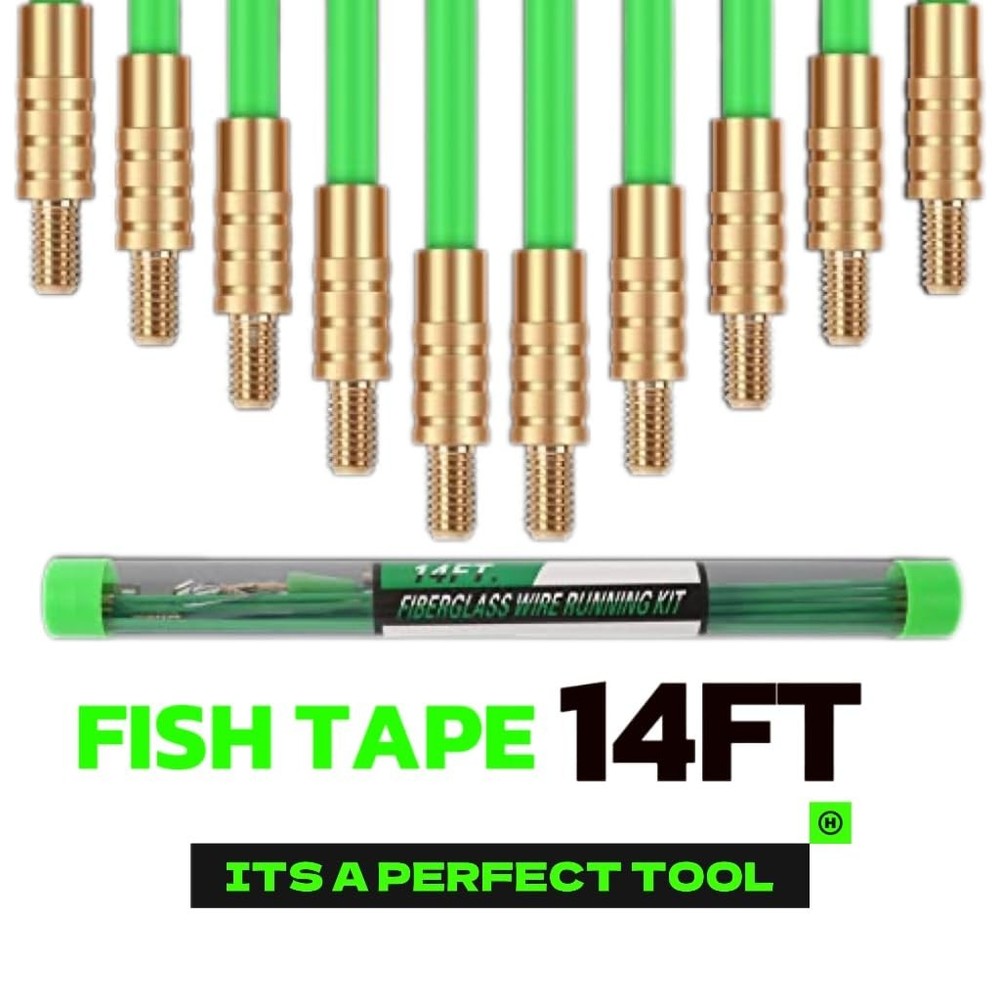 14FT Fiberglass Running Electrical Wire Glow Rods Wire Pulling with 8 Differe...