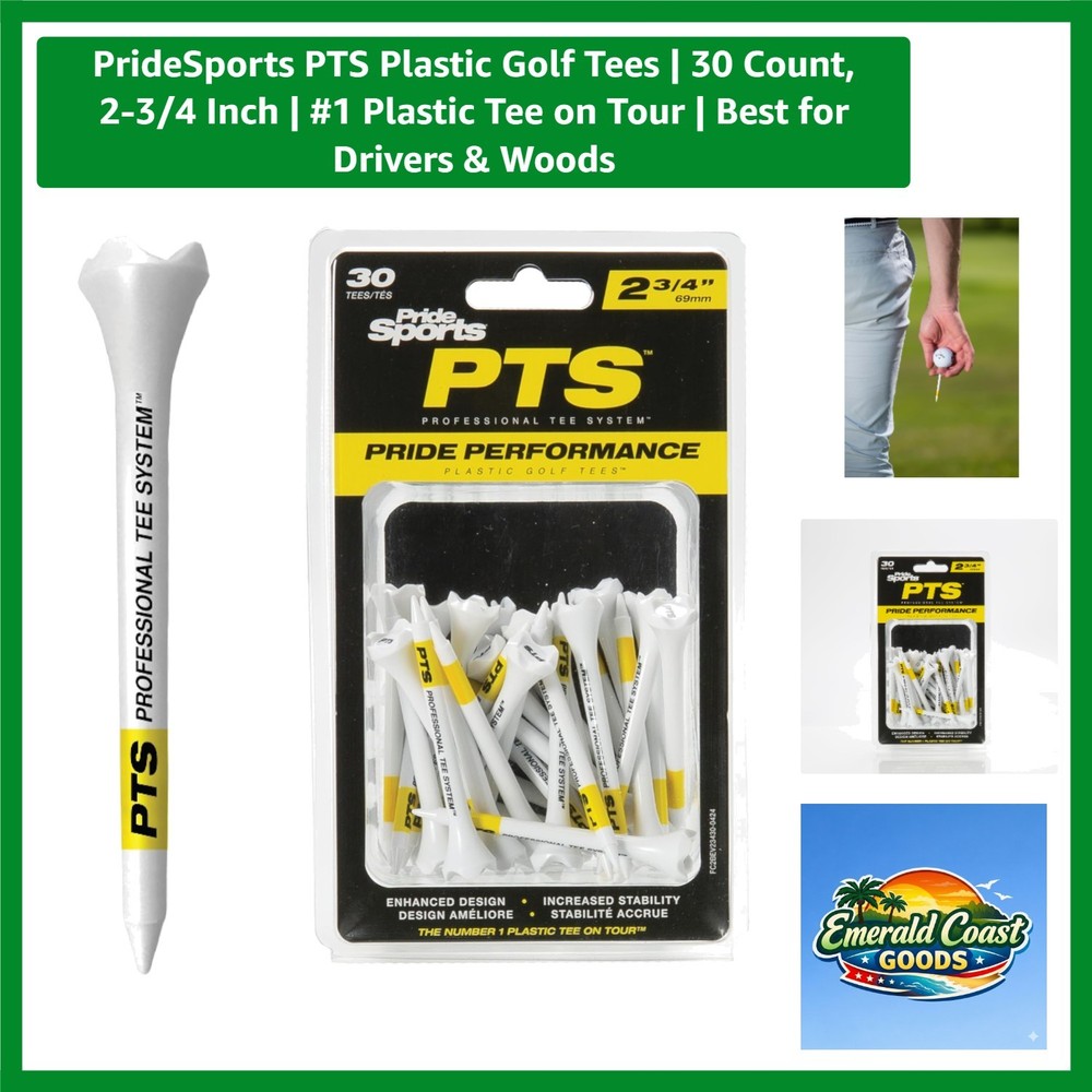 Durable 2-3/4 Inch Plastic Golf Tees | PTS 30 Count for Consistent Performance