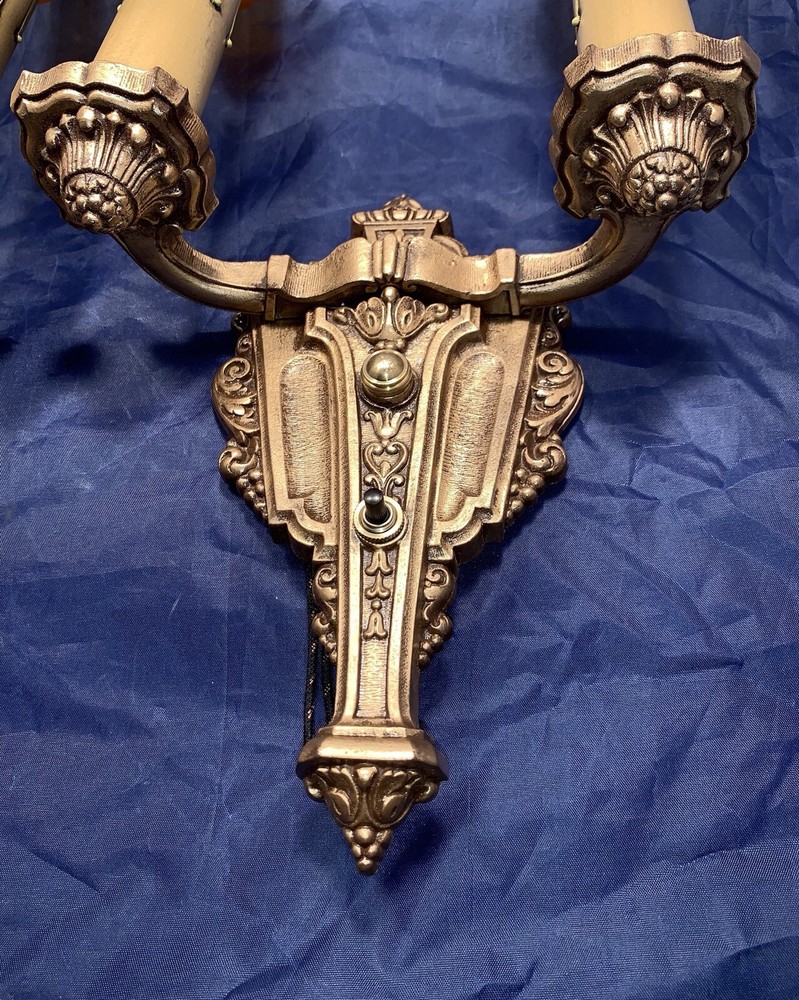 Pair Riddle Co Sconces Polychrome Finish Great!! 3A