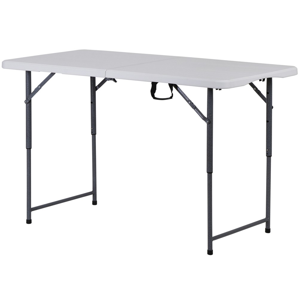 Plastic Folding Utility Table 4ft Portable Table Foldable Legs Adjustable Height