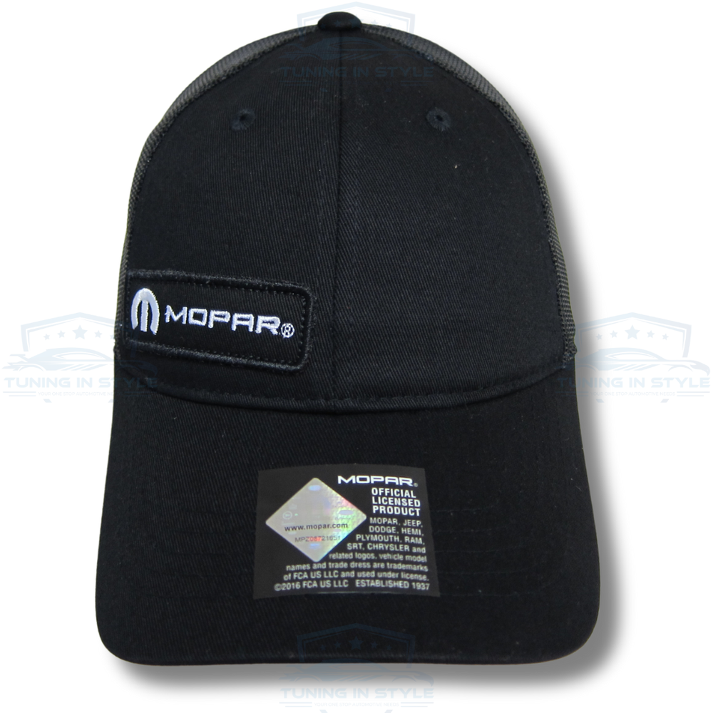 Mopar Embroidered Patch Logo Cap Mesh Trucker Hat Black Official Licensed