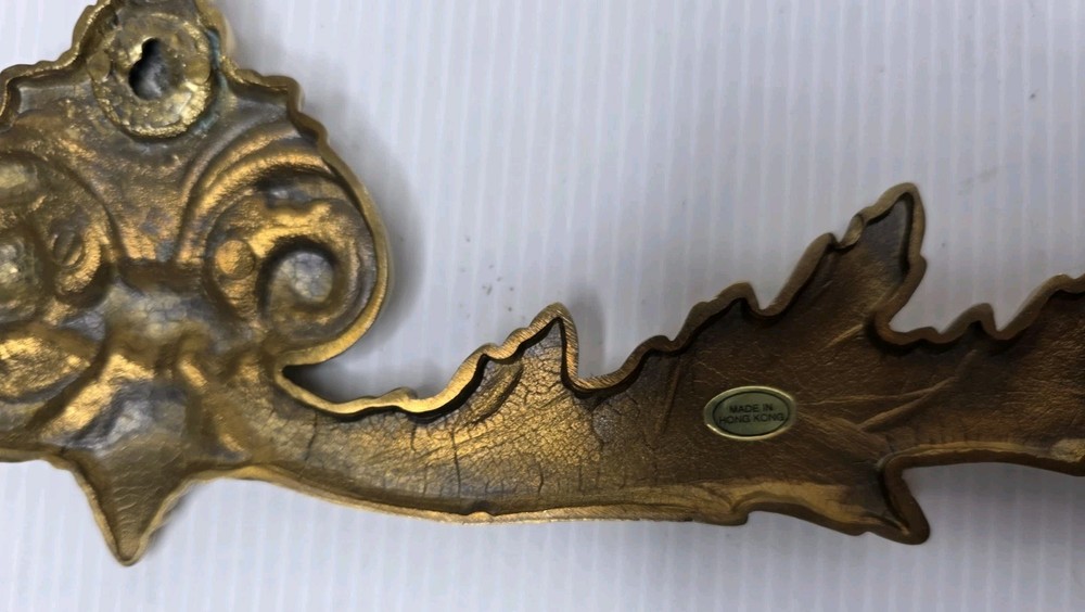 Solid Brass Victorian Scroll Wall Accent 2 Two Open Pediment Decorations NEW