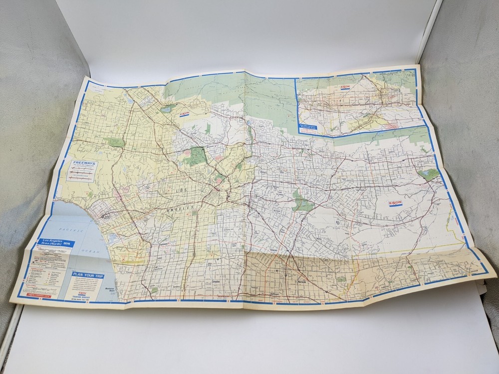 1973 Exxon Los Angeles Area Map Booklet Pullout with Special Freeway Coverage