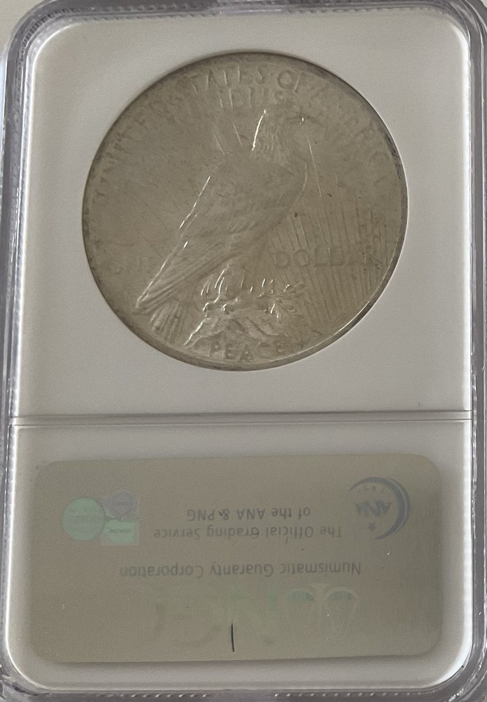 NGC 1923 Peace Silver Dollar, Graded MS63