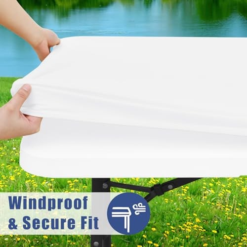Spandex 6 Foot Rectangle Table Cloth 2 Pack, 72" x 30" (Rectangular) White