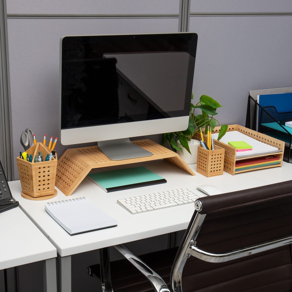 Monitor Stand, Ventilated Laptop Riser, Desktop Organizer, Office, Rayon from...
