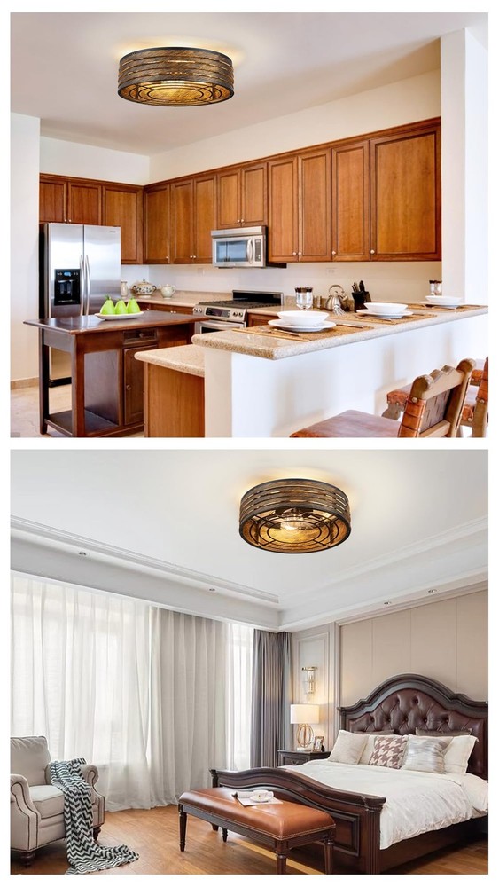 20'' Flush-Mount Smart Ceiling Fan with Dimmable-Light and Memory Remote APP/...