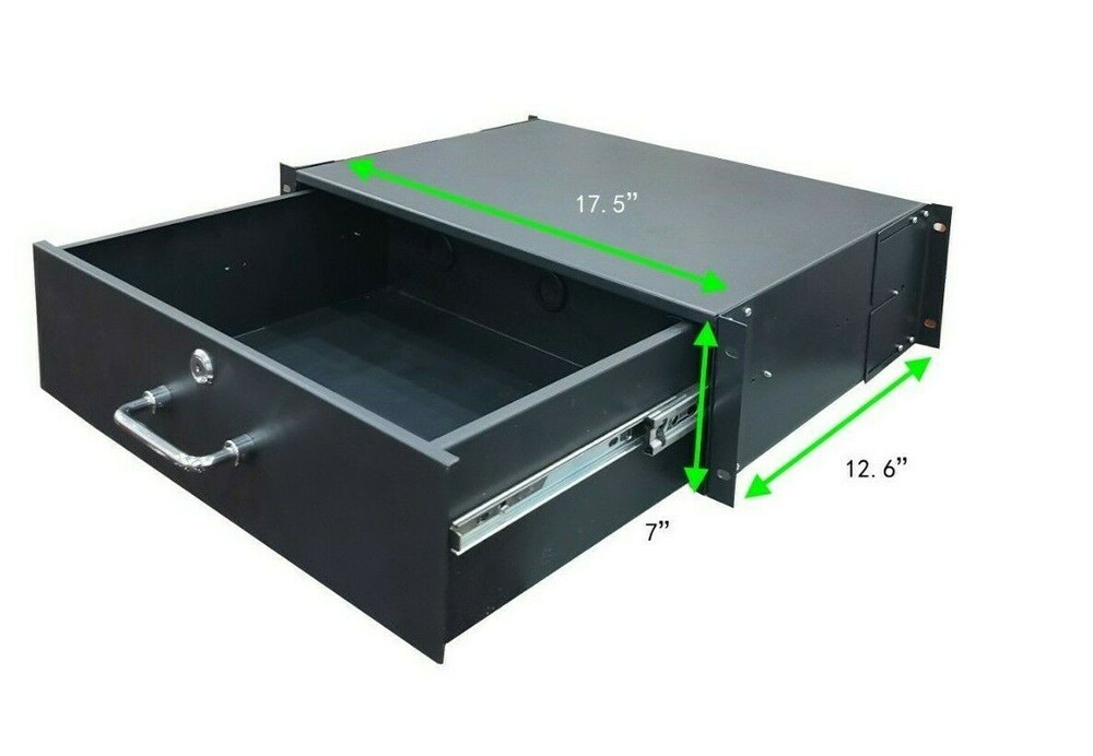 4U 19" Drawer Rack Mount Server Case - Locking Network/ IT/ DJ Equipment Storage