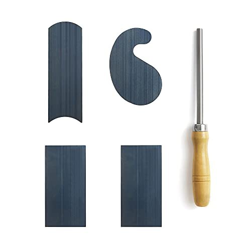 Cabinet Scraper Burnisher with 4 Piece Multi-Shaped Scraper Set 2 Rectangle 1...