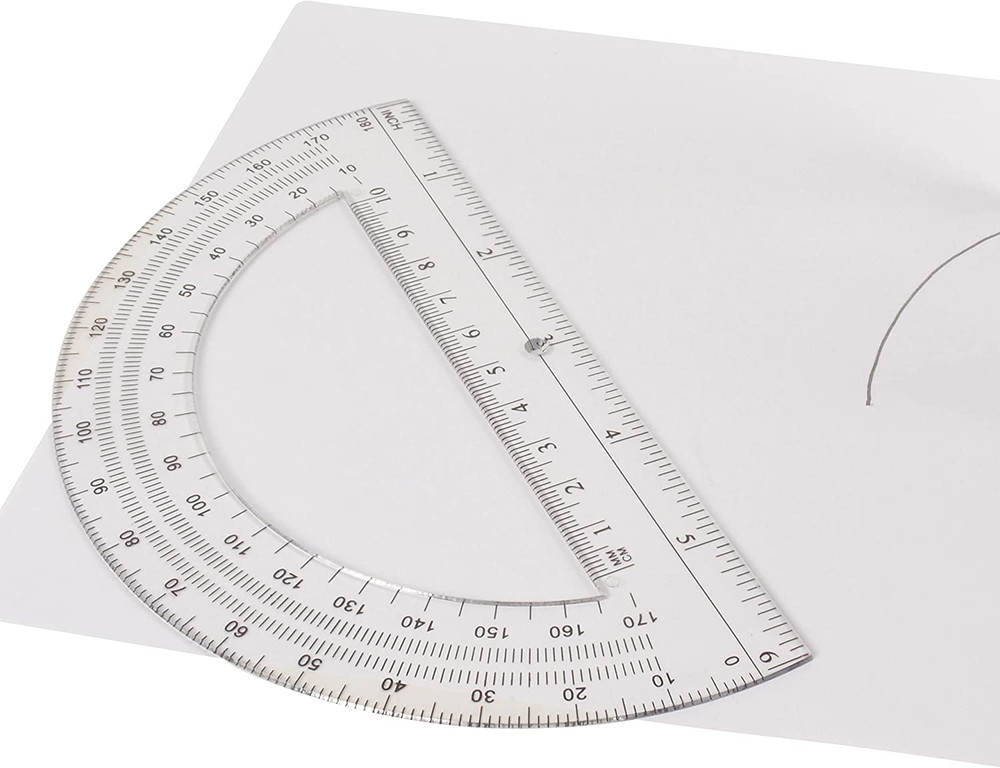 6-Inch Plastic 180 Degree Protractor, Clear