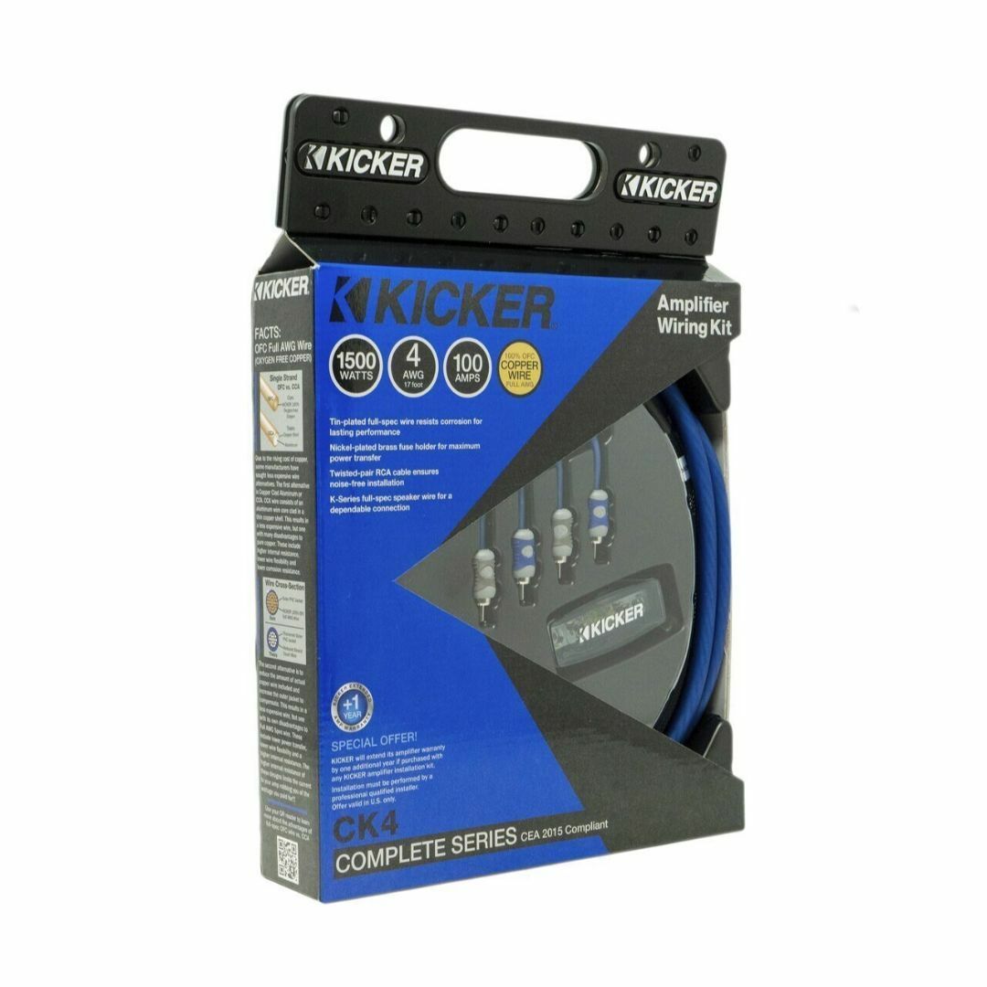 Kicker CK4, CK 4 Gauge Complete Amplifier Install Wiring Amp Kit (46CK4)