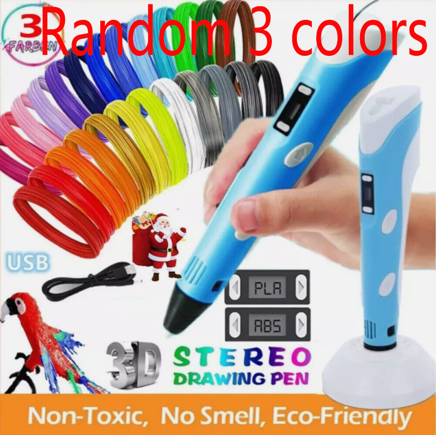 3D Printing Pen Set 3D Drawing Pen with Led Display 3 Color Filament Kid Gift